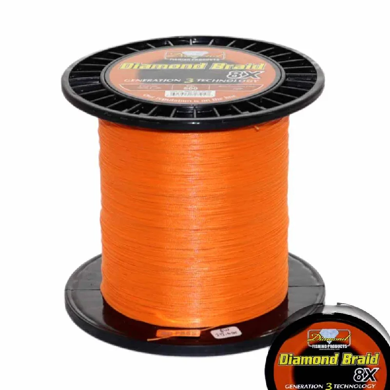 Fishing Line For Fast Running Fish-Diamond 8X Generation 3 600Yd Orange Diamond Braid