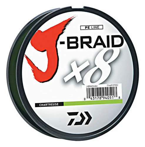 Heavy Duty Fishing Line For Trolling-Daiwa J-Braid X8 3300YDS Chartreuse Braided Line