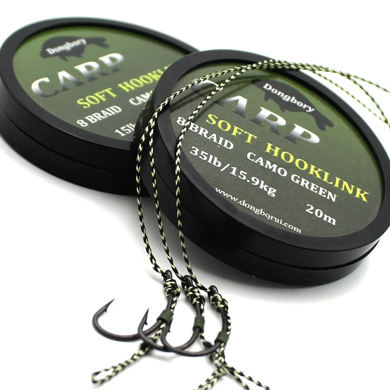 Heavy Duty Fishing Line-20m Carp Fishing Line Soft Hook Link Carp Hooklink Uncoated Braid Line for Hair Rig 15IB 25IB 35IB