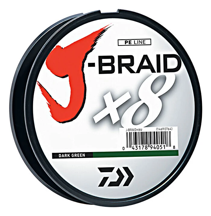 Super Fine Fishing Line-Daiwa J-Braid x8 330YDS Dark Green Braided Line