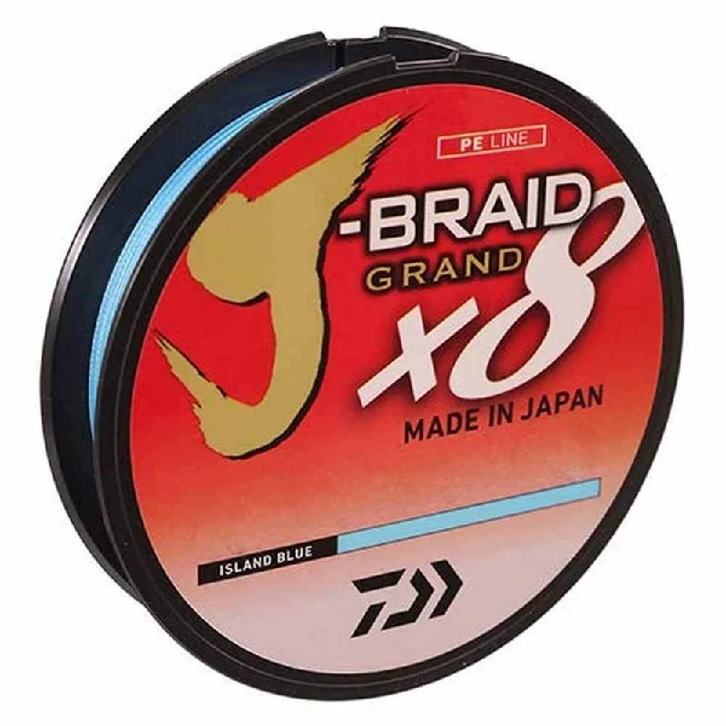 High Strength Line For Fishing Rod-Daiwa J-Braid Grande 8X 300Yds Island Blue Braided Line