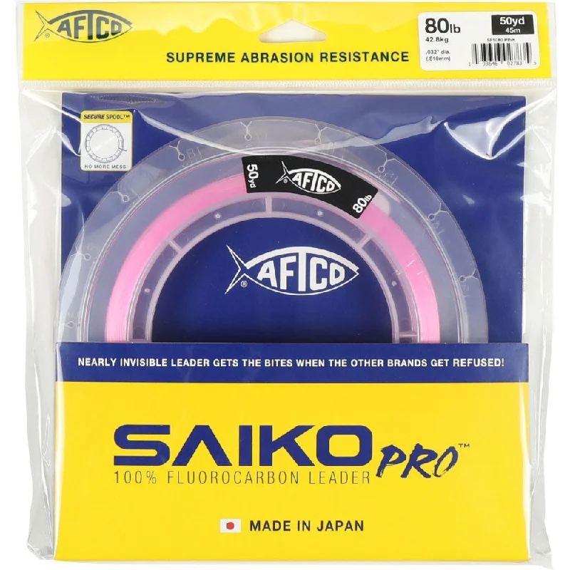 Fishing Line With Quick Dry Technology-Aftco 50YDS Pink Saiko Pro Fluorocarbon Leader