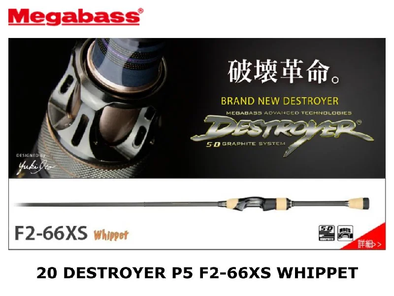 Fishing Rod For Quick Hookset-Megabass 20 Destroyer P5 Spinning F2-66XS Whippet