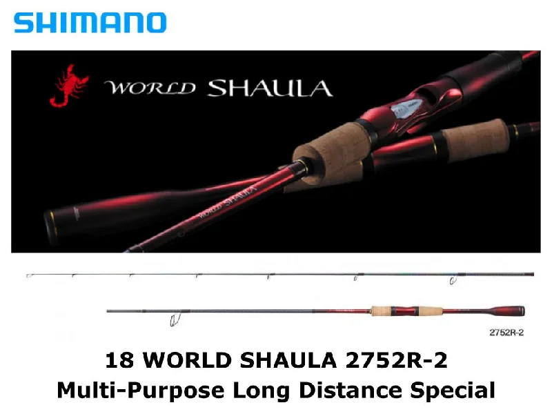 Best Fishing Rod For Catching Striped Bass-Shimano 18 World Shaula Spinning 2752R-2 Multi-Purpose Long Distance Special