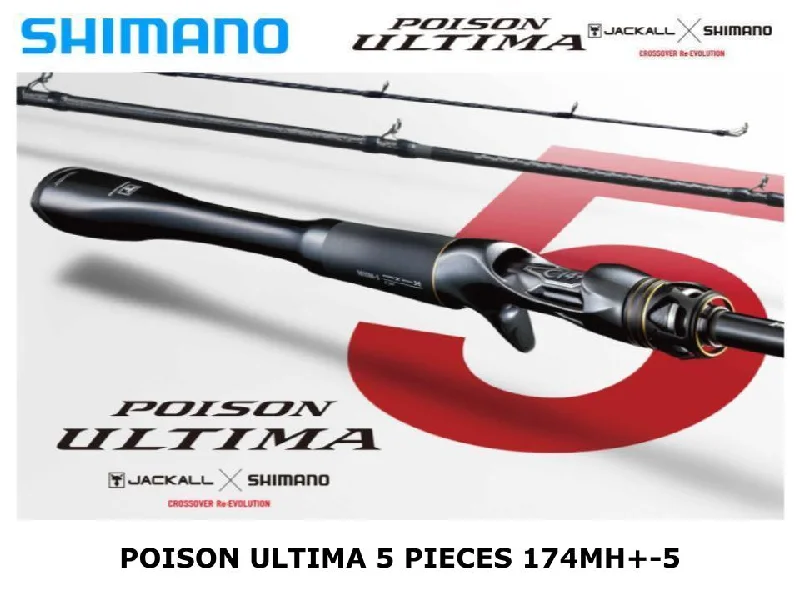 Best Fishing Rod For Wetlands-Shimano Poison Ultima 5 Piece Baitcasting 174MH+-5 Torzite