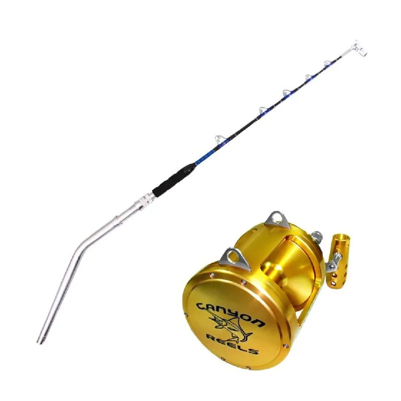 Multi-Function Fishing Reel-130lb Big Game Trolling Roller Rod & 50W Reel Combo