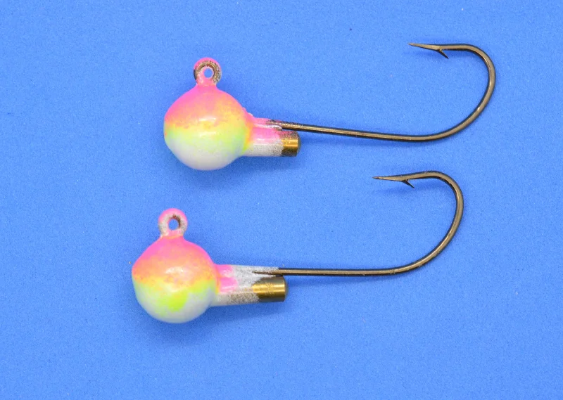 Best Fish Hooks For Jigging-Big Sky Rock & Roll Rattling Ball Jigs Glow 3/8oz 2/pack