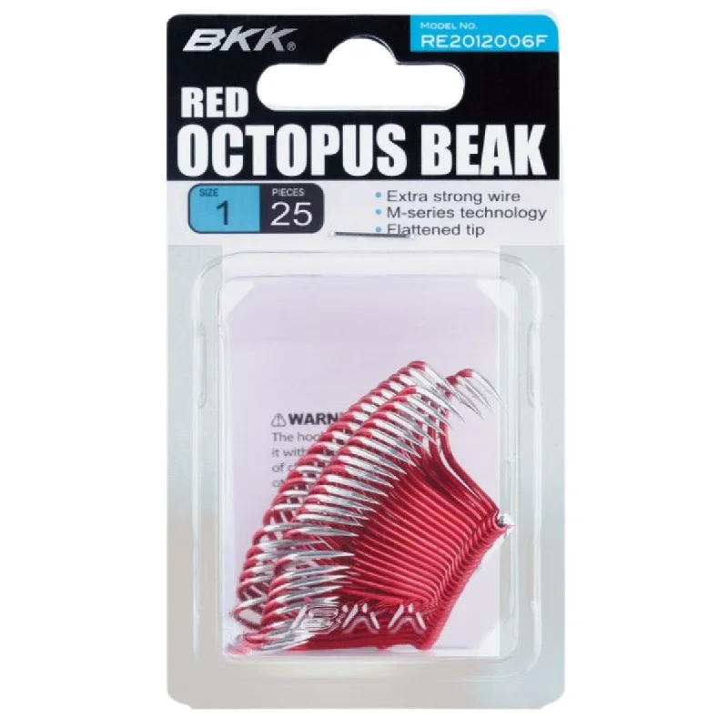 Fishing Hooks For Big Grouper-BKK Octopus Beak Hooks Red 25 Pack