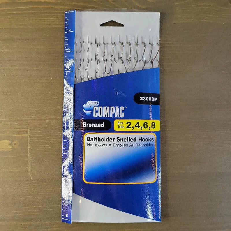 Fish Hooks For Large Saltwater Fish-COMPAC Baitholder Snelled Hooks Assortment Bronzed 36pcs