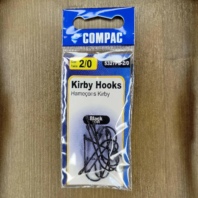 Strong Fish Hooks For Heavy Duty Use-COMPAC Black Kirby Hooks #2/0 9pcs