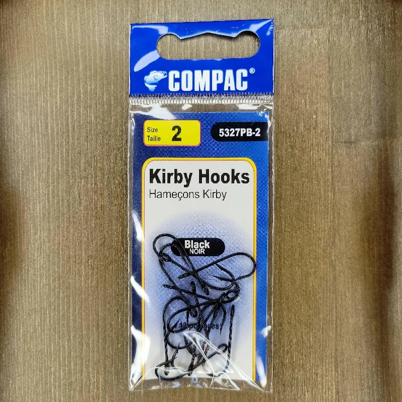 Fish Hooks For Catching Salmon-COMPAC Black Kirby Hooks #2 13pcs