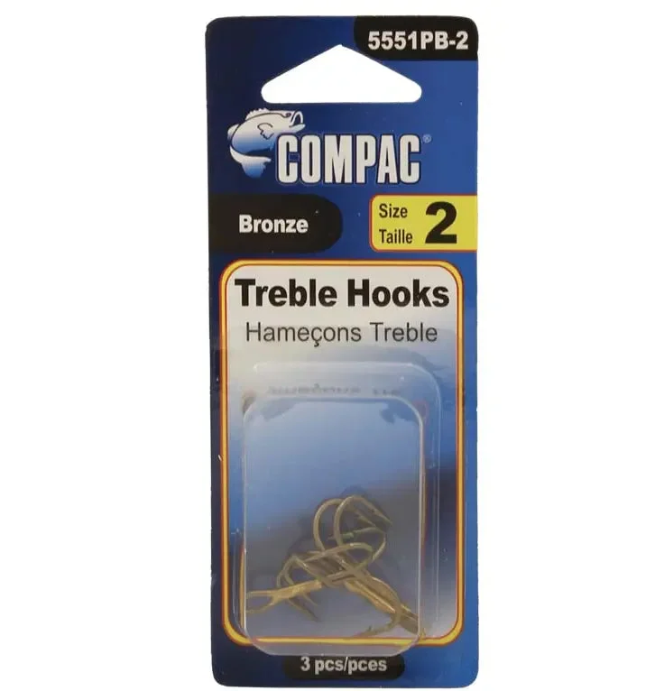 Fishing Hooks For Freshwater Fish-COMPAC Bronze Treble Hooks #10 3/pk