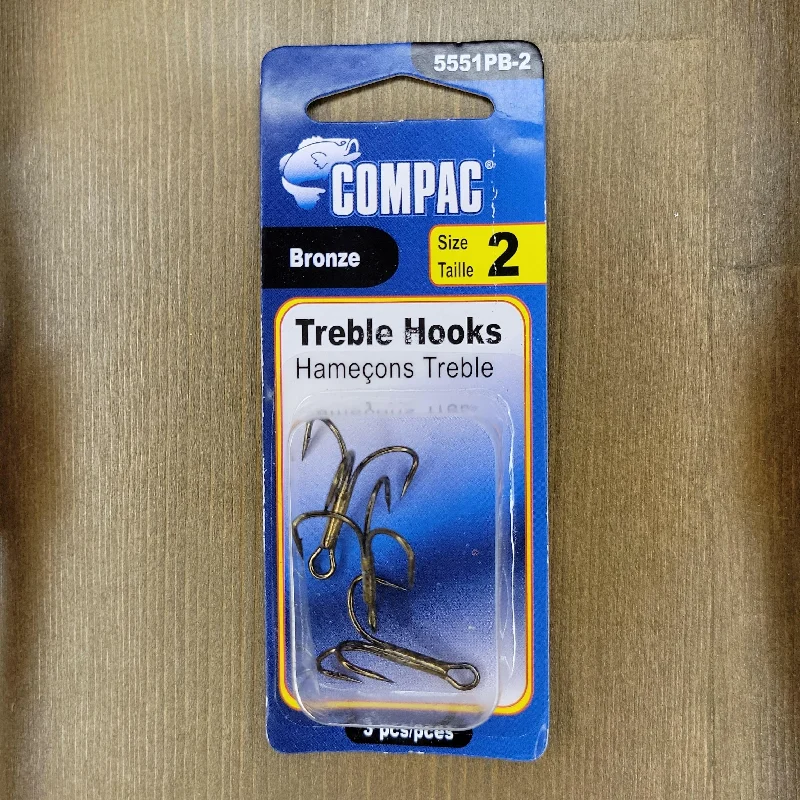 Fish Hooks For Fishing With Artificial Bait-COMPAC Bronze Treble Hooks #12 3pcs