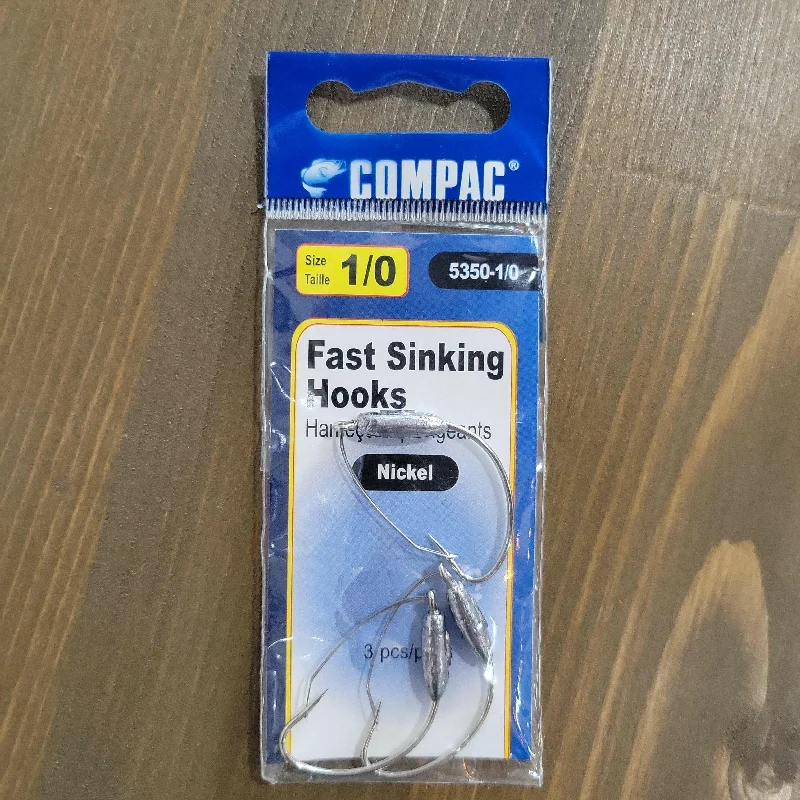 Fish Hooks For Long Casting-COMPAC Fast Sink Hook #1/0 2pk