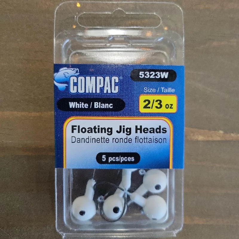 Fish Hooks For Large Catfish In Rivers-COMPAC Floating Jig Heads White #2 hook 5/pk