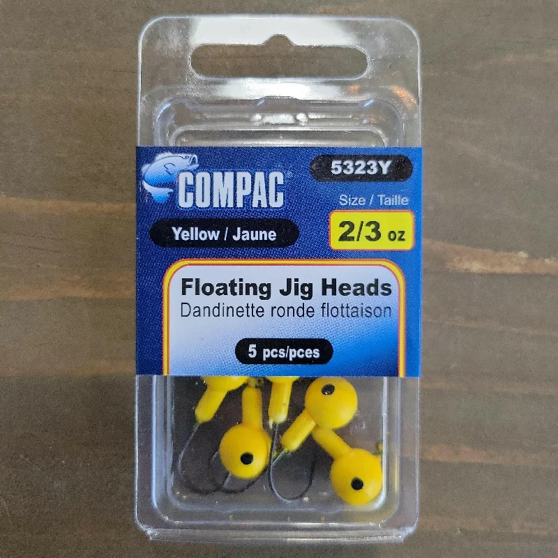 Fish Hooks For Catching Tautog-COMPAC Floating Jig Heads Yellow #2 hook 5/pk