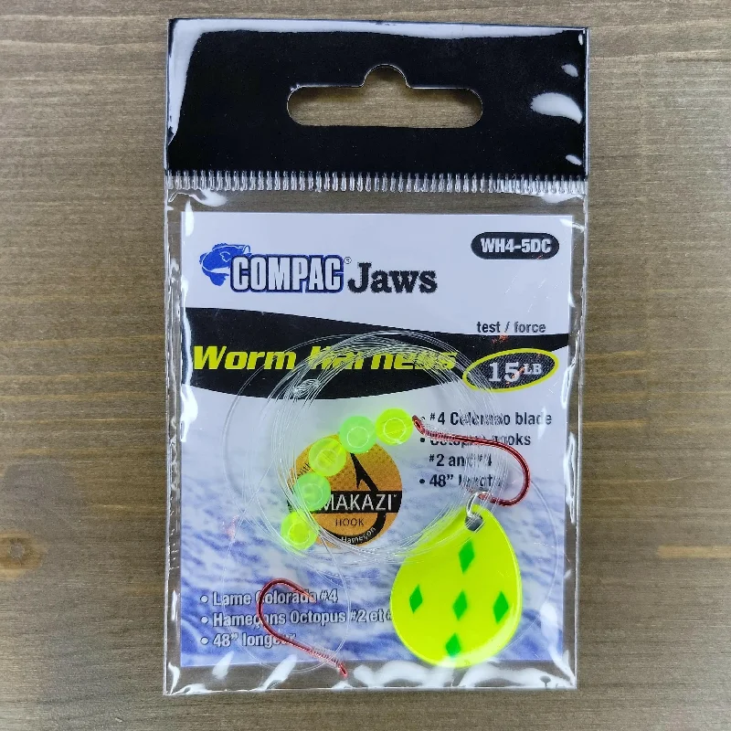 Fish Hooks For Offshore Fishing-COMPAC Worm Harness Five of Diamonds Chartreuse