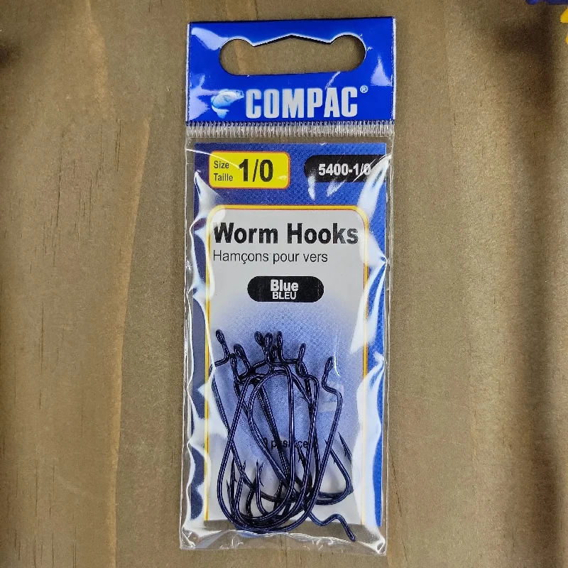 High-Tensile Fish Hooks For Tough Fish-COMPAC Worm Hooks #1/0 10pack