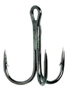 Fish Hooks For Heavy Lures-Eagle Claw Treble Round Bend 3X Black Platinum 5ct Size 2