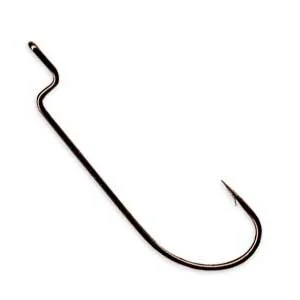 Best Fish Hooks For Coastal Waters-Gamakatsu Offset Worm Hook Black Size 2 6ct