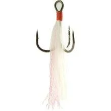 Fishing Hooks For Catching Big Carp-Gamakatsu Treble Hook Feathered White-Red Size 6 2ct