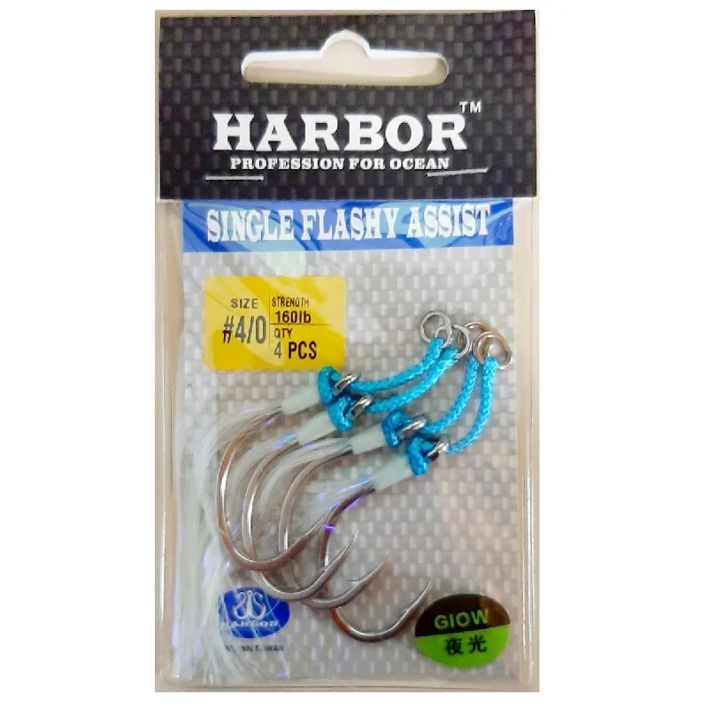 Fishing Hooks With Ultra-Sharp Tips-Harbor Single Flashy Assist Hook