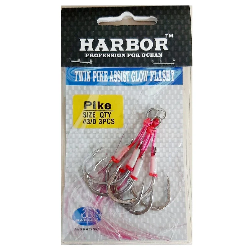 Fishing Hooks For Big Bass-Harbor Twin Pike Assist Glow Flashy