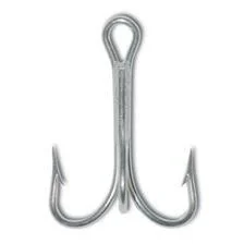 Fish Hooks For Quick Hookset Fishing-Mustad Treble Hook Nickle 25ct Size 6