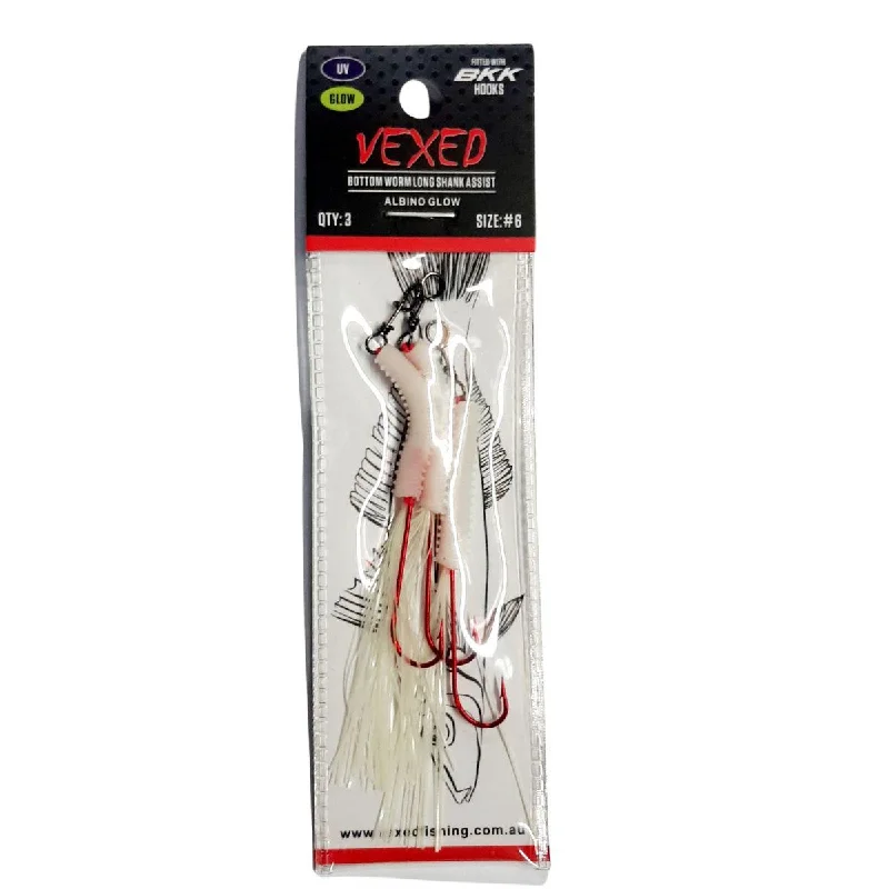 Fish Hooks For Bottom Dwelling Fish-Vexed Bottom Worm Long Shank Assist Hook