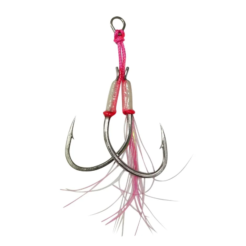 Stainless Steel Fish Hooks For Long-Lasting Use-Vexed Twin Flashy Slow Assist Pink Glow